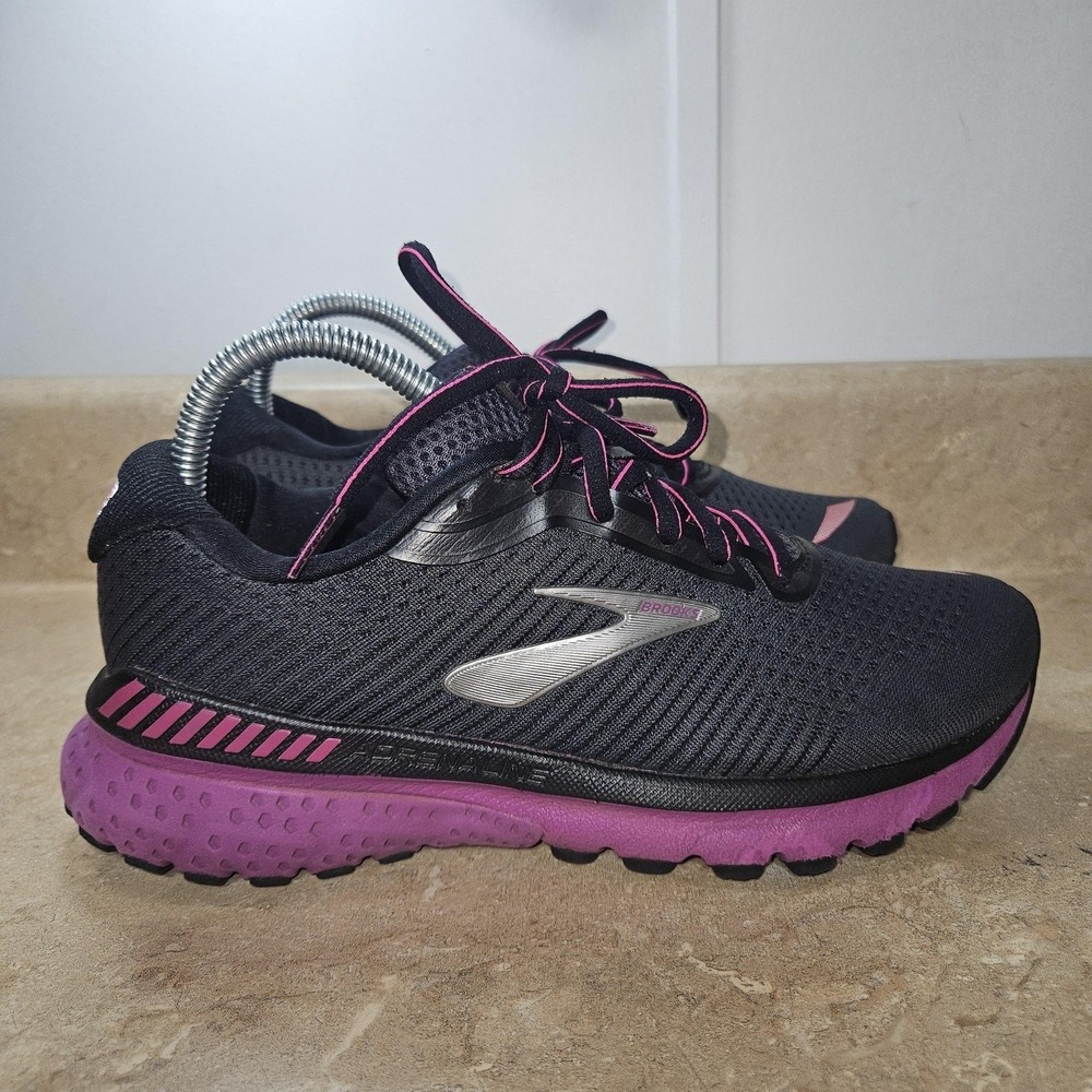 Brooks Adrenaline GTS 20 Shoes Women 8 Black Pink Running Sneakers Support - Picture 2 of 12